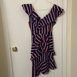 Alice and Olivia - Red blue and white stripe dress